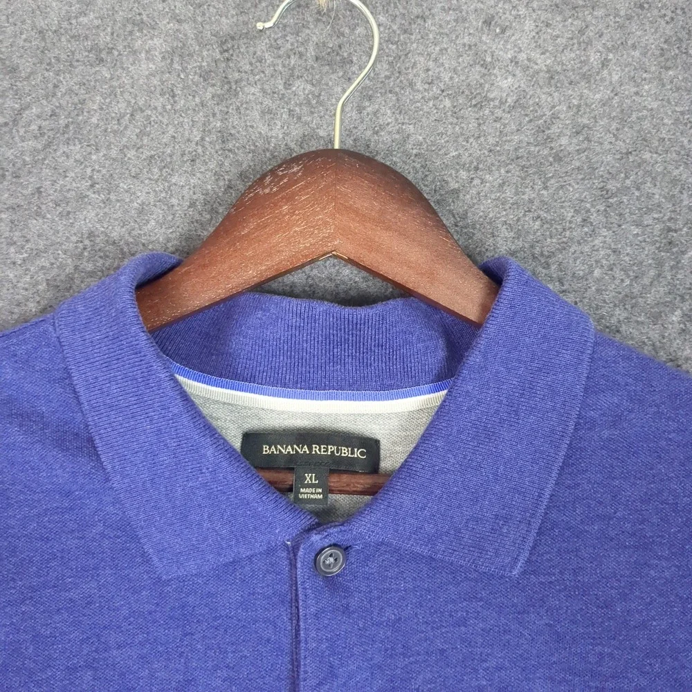 Banana Republic Mens XL Purple Heathered Elephant Logo Short Sleeve Polo Shirt